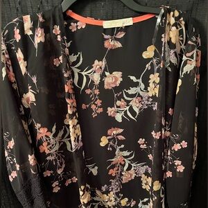Rewind Black Kimono with Floral Design
